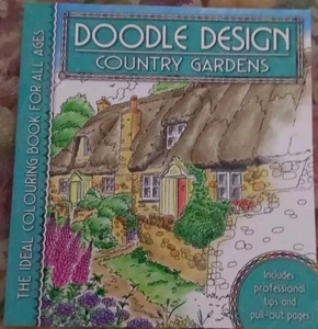 Adults Colouring Book Doodle Design Country Gardens Pull-out Pages Brand New  - Imagen 1 de 2