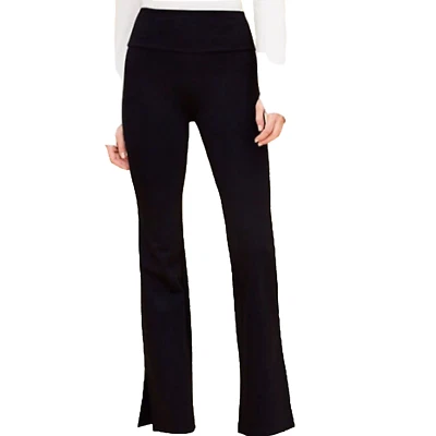 Lou & Grey Women's Black Side Split Sporty Ponte Structured Flare Pants Sz S NEW - Image 1 of 4