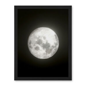 Lunar Phases Full Moon Space Astronomy Framed Wall Art Picture Print 18X24
