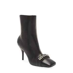 Givenchy Women's G-Woven Square Toe Bootie Black, EUR 37 US 7
