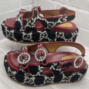 Gucci Sandals Thick Sole GG Logo Multicolor Tweed Size 37 US About7 For Women - Picture 1 of 24