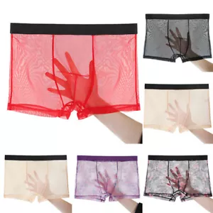 Sexy Mens Sheer See Through Boxer Briefs Underwear Shorts Trunks Underpants ρ - Picture 1 of 16