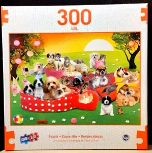 TCGTOYS and SureLox 300 Piece Jigsaw Puzzle Dogs Cats at Movie Night Screen NIB - Picture 1 of 2