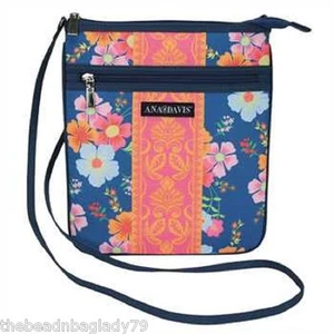 BOLSO BANDOLERA ANA DAVIS AZUL MARINO ROSA NARANJA FLORAL MONEDERO TABLET - Imagen 1 de 2