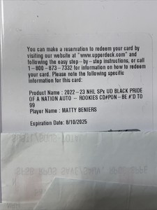 Matty Beniers 2022-23 Spx Pride Of A Nation /99 Auto Rookie