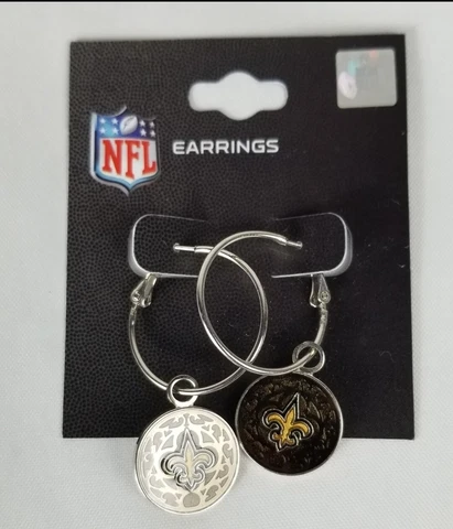 New Orleans Saints Dangle Earrings NFL Hoop With Team Logo Charm Cover