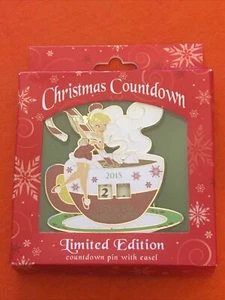 NEW Disney pin Jumbo Santa Tinker Bell Days Till Christmas Countdown Glittery - Picture 1 of 3