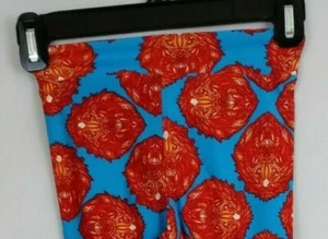 New LuLaRoe Leggings Blue With Redish Orange Lions Design Kids Size L/XL - Picture 1 of 6