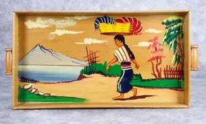 Vintage Hand Painted Wooden Decorative Serving Tray South American - Picture 1 of 2