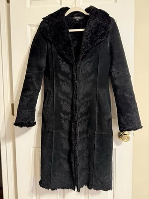 Chaqueta Y2K Express Gamuza Cuero Bordada Abrigo Penny Lane Talla Pequeña Foto 1 de 4