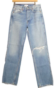 Re/Done Jeans 29 High Rise Loose Button Fly 90s Ripped Stretch Blue $295 NWT - Picture 1 of 14