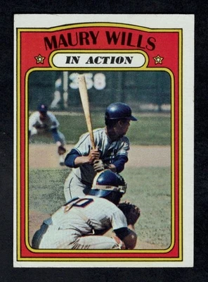 Tarjeta de béisbol 1972 Topps #438 Maury Wills en acción LA Dodgers en muy buena condición-excelente Foto 1 de 2
