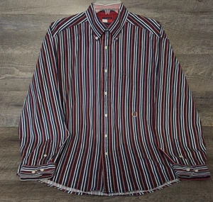 1990s Vintage Tommy Hilfiger Colorful Striped Button-Up Shirt Men's Size Medium - Picture 1 of 9