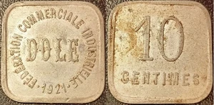 Monnaie de nécessité - Dole (39) 10 centimes  1921 ! El Mon.# 10.2 - Picture 1 of 1