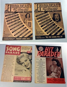 4 40er Jahre Liedtext Zeitschriften Sendungslieder Hit Parader Song Parade Vintage! - Bild 1 von 10