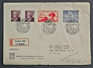 Czechoslovakia Stamps 1950 Registered FDC SC # 421 - Students World Congress - Picture 1 of 2