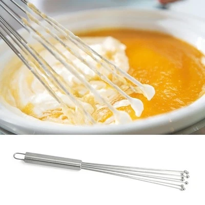 23.5cm Frullino 1pc Cucina Eggbeater Mescolando Argento Mano Tiene Duraturo - Immagine 1 di 4