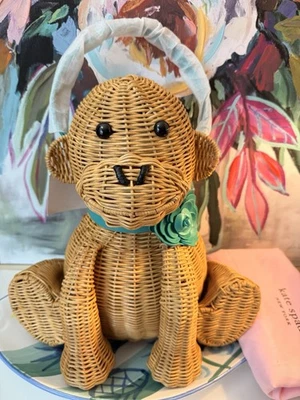 NWT Kate Spade Monkey Georgia Wicker Straw Flower Large Tote Rare Novelty Bag - Image 1 of 4