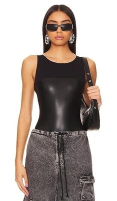 Body WOLFORD Eco Imitación Cuero Tanga Negro Talla 34 EE. UU. 4 Foto 1 de 4