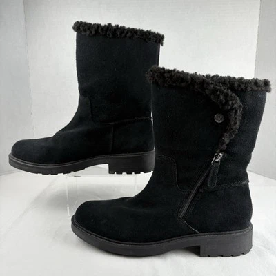 Clarks Lined Suede Mid Calf Opal Boots w/ Side Zip Women's Size 8 M Black Sherpa - Image 1 of 4