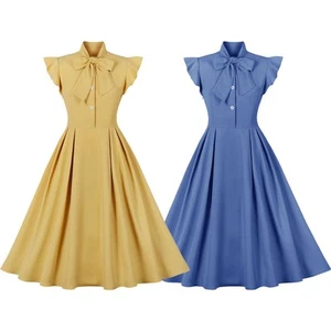 UK Vintage 1940s 50s Women Party Rockabilly Swing Audrey BNWT Tunic Ladies Dress - Picture 1 of 30