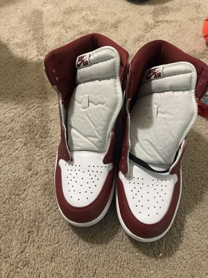 Air Jordan 1 ретро оригинальные высокие кустарные красные размер 10,5 - Изображение 1 из 4