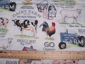 9 x 21 Scrap Dairy Farm  cotton Fabric - Picture 1 of 2