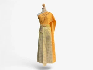 Elegant Silver Thai Traditional Sarong Set – for 24-32 & 32-45 Inch Waist Size - Picture 1 of 6