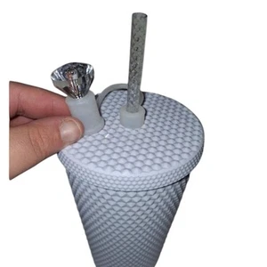 Starbucks 2021 White Studded Cold Cup Tumbler 24oz with Lid & Straw jewel straw - Picture 1 of 7