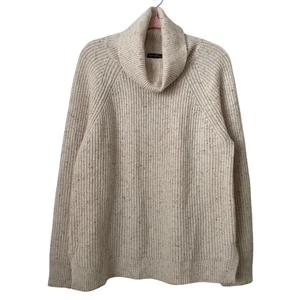 J. Crew Sweater Womens XL Cream Donegal Turtleneck Waffle Knit Wool Cozy Winter - Picture 1 of 10