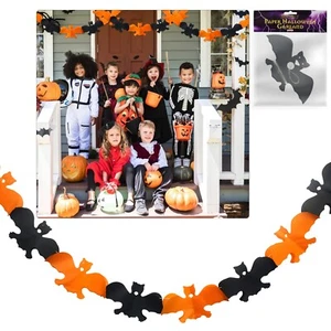 3M Bat Spooky Paper Halloween Garland Prop Scary Parties Hanging Decorations - Picture 1 of 8
