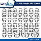 40 Pcs Endodontic Rubber Dam Clamps Assorted Different Sizes Dental German Grade