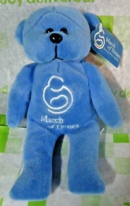 Carino Plushland March of Dimes Borsa Fagiolo Blu Orso Justin - Foto 1 di 2