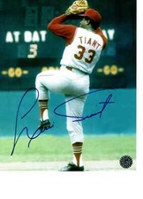 Cleveland Indians  Luis Tiant   autographed 8x10 action color  photo