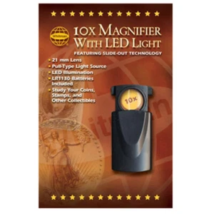 Retractable 10X Magnifier with LED Light - For Coin Grading - Official Whitman - Picture 1 of 1