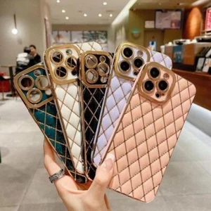 For iPhone 14 13 12 Pro Max 11 XR 8 7 SE Diamond Lambskin Girls Phone Case Cover - Picture 1 of 23