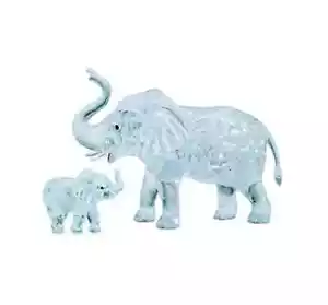 3D Crystal Puzzle: Elefant & Baby (weiß) - Bild 1 von 1