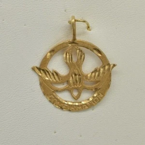 CW214 14k YELLOW GOLD CONFIMATION "SOARING DOVE" CHARM. - Picture 1 of 1