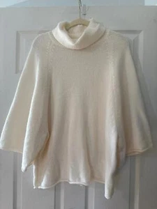 Jodifl Women’s Cream Colored Turtleneck Poncho Sweater Size Small - Picture 1 of 7