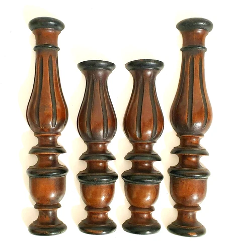Set of half wood carving groove column - Antique french architectural salvage Cover