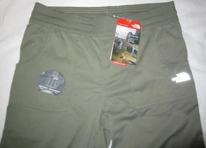 THE NORTH FACE NEW Olive Green Hiking Athletic Capris Crop Pants Girls Sz 14 16 - Picture 1 of 6