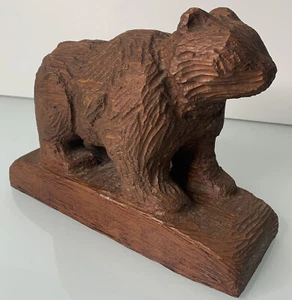 Carved Wooden Bear Figurine On Base Brown 8.5" Tall Rustic Cabin Decor Wildlife - Picture 1 of 13