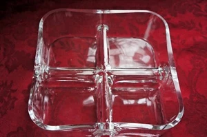 SQUARE GLASS SERVING BOWL WITH FOUR COMPARTMENTS: MADE IN POLAND - Picture 1 of 5