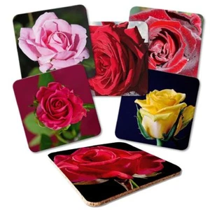 Untersetzer 6-tlg.Set 'Rose' - Korkrückseite - Rosen - Blume - Blumen - Blüte - Picture 1 of 3