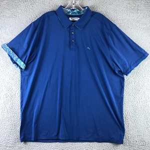 Tommy Bahama Island Zone Polo Shirt Mens 2XL Blue Contrast Sleeve Preppy Beach - Picture 1 of 10
