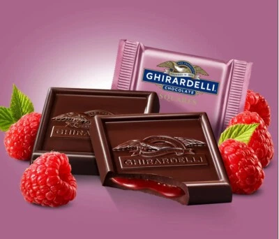 GHIRARDELLI Dark Chocolate RASPBERRY Squares WRAPPED - BULK BAG - VALUE PRICE!!! - Image 1 of 4