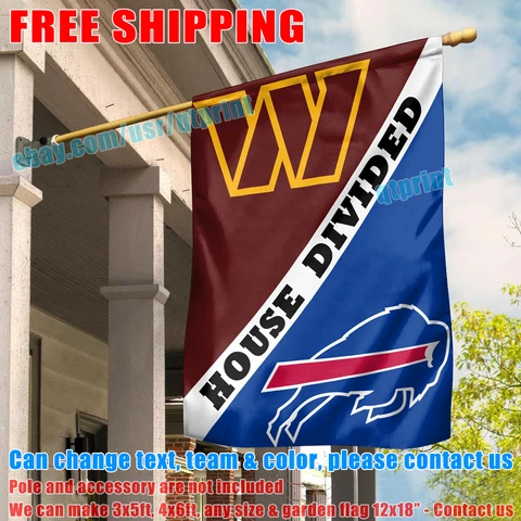Washington Commanders vs Buffalo Bills House Divided Flag Banner 28X40" NEW 2023 Cover