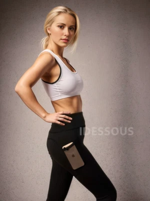 Yoga Body Shaper Leggings mit Tasche Sport Hose GYM Jeggings Hose schwarz Damen