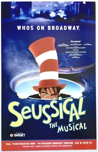 "PÓSTER DE TARJETA DE VENTANA BROADWAY ORIGINAL MUSICAL SEUSICAL"" TEATRO RICHARD ROGERS" - Imagen 1 de 1