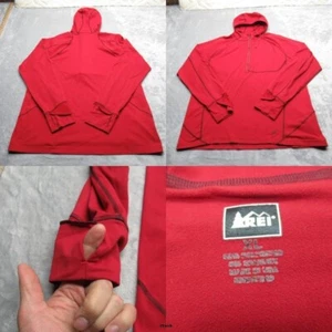 REI Co-op Hoodie Mens XL Red Thumb Holes Moisture Wicking Pullover 1/2 Zip - Picture 1 of 13